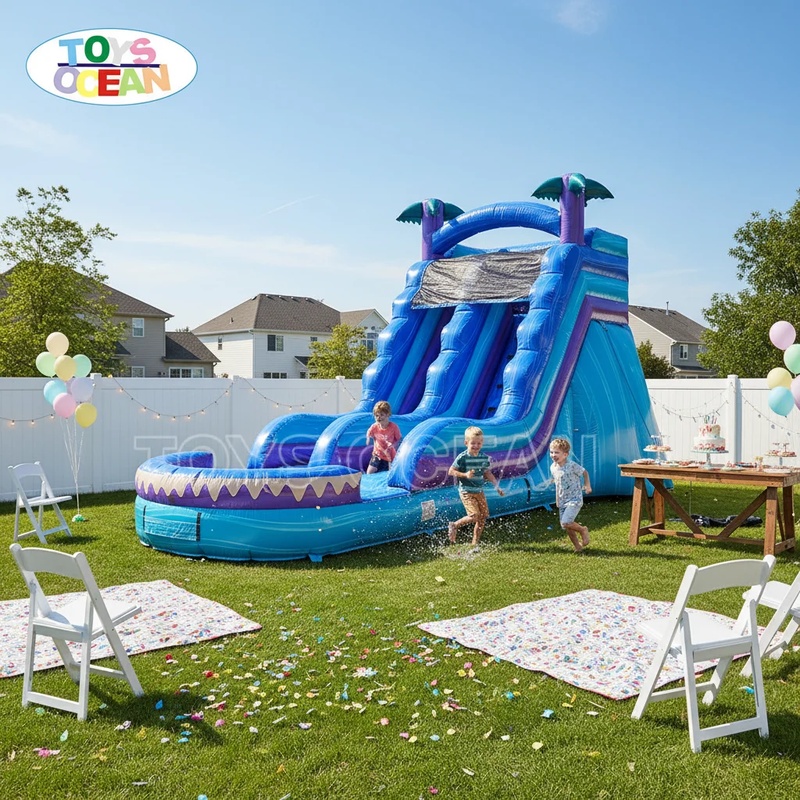 Kids Outdoor Inflatable Water Slide - Nadmuchiwana zjeżdżalnia wodna z motywem rekina,