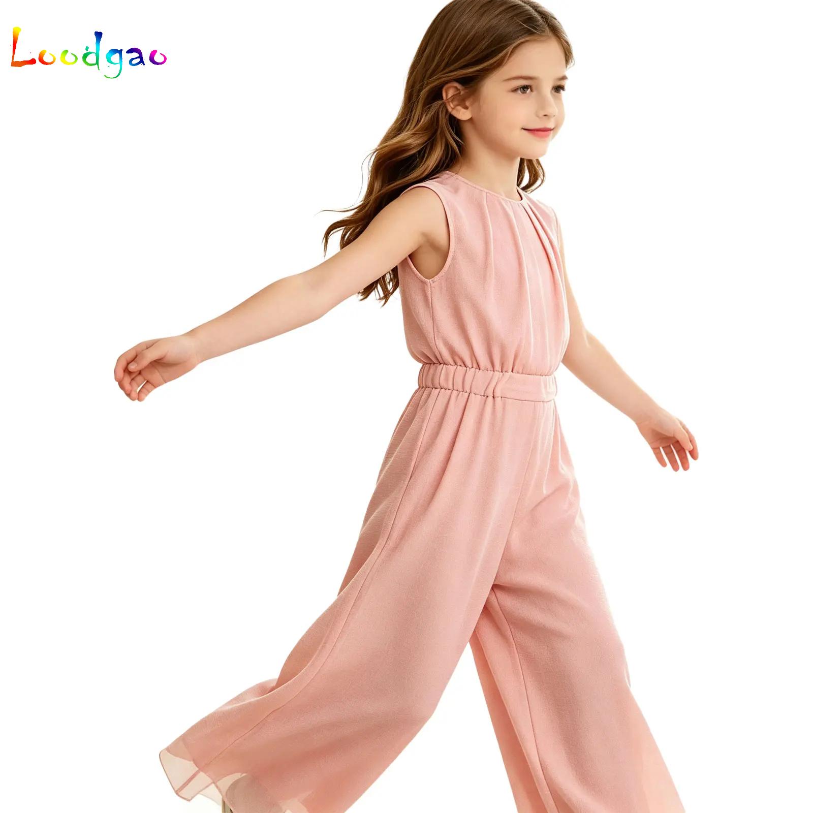 Kids Outdoor Outfit - Dziewczęcy, casualowy, błyszczący kombinezon z siateczki,