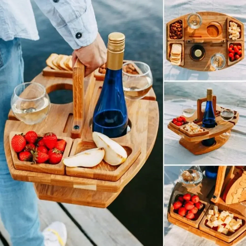 Kids Outdoor Wooden Table - Składany stolik na wino na zewnątrz