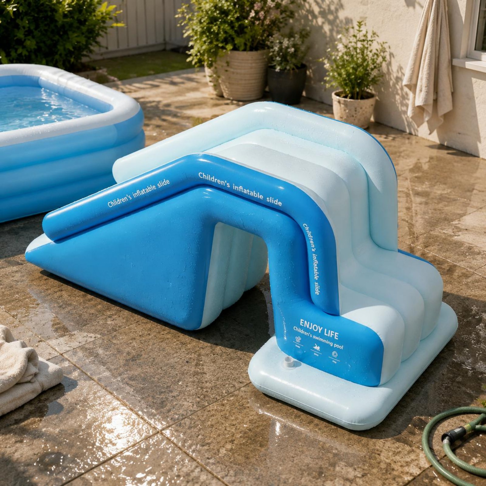 Kids Outdoor Inflatable Water Slide - Nadmuchiwana zjeżdżalnia do basenu, składany nadmuchiwany