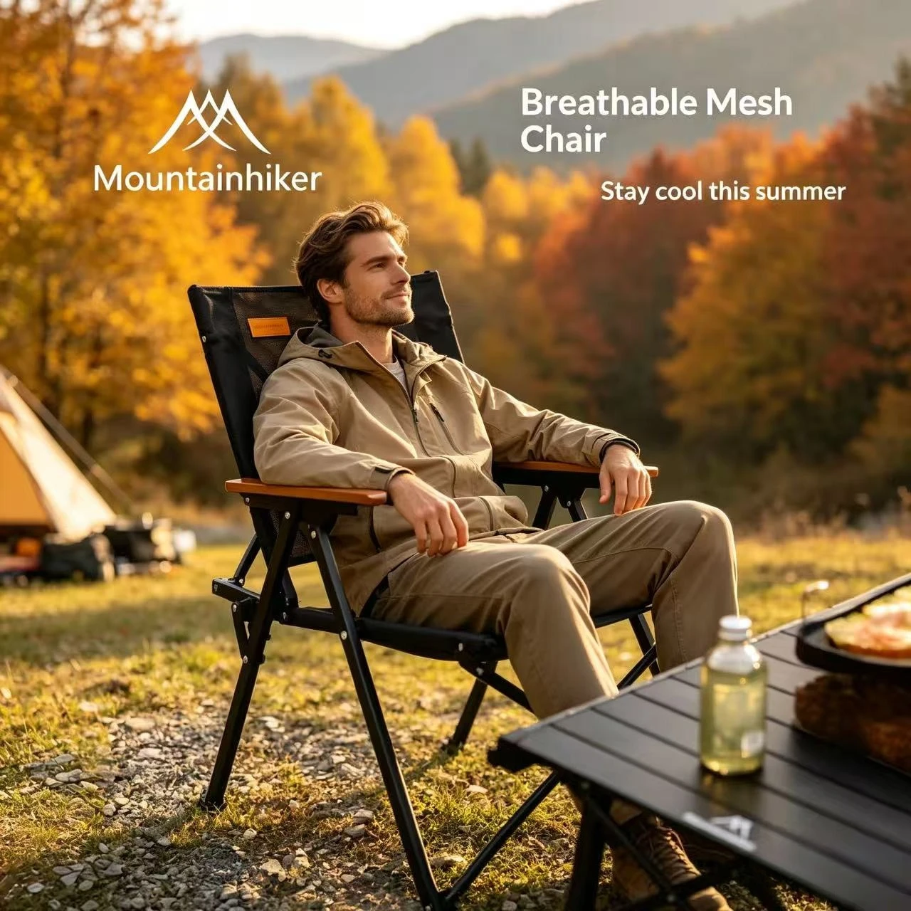 Kids Outdoor Wooden Table - Krzesło kempingowe Mountaineer z oddychającej siatki,