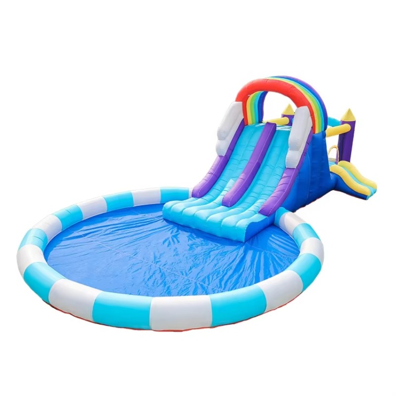 Kids Outdoor Inflatable Water Slide - Ogromna tęczowa dmuchana zjeżdżalnia wodna dla