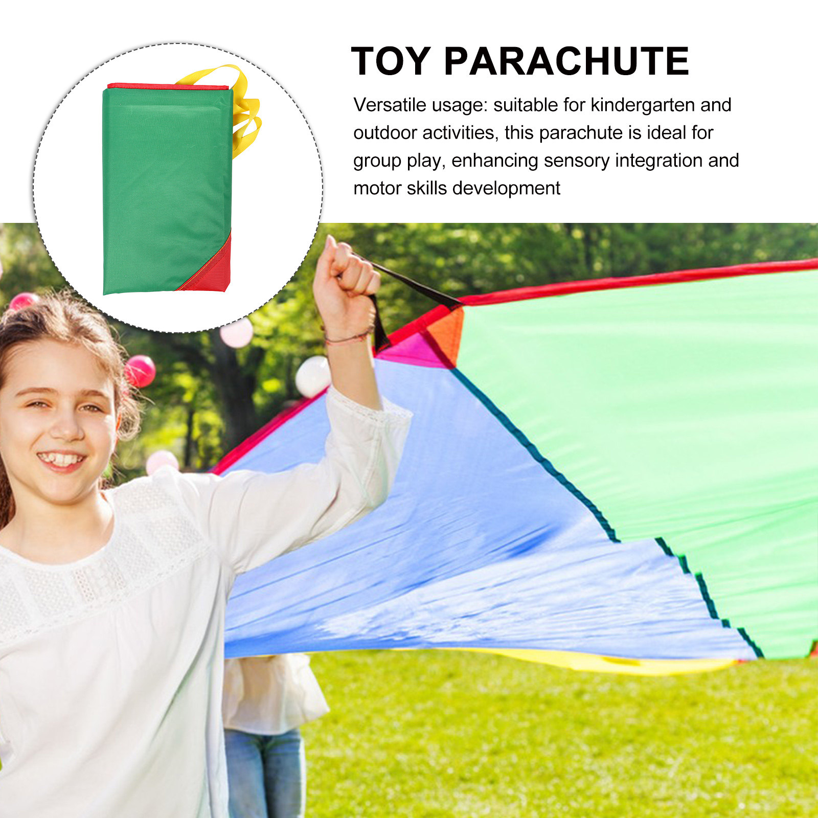 Outdoor Games For Kids - Kolorowy tęczowy spadochron dla dzieci, zabawka