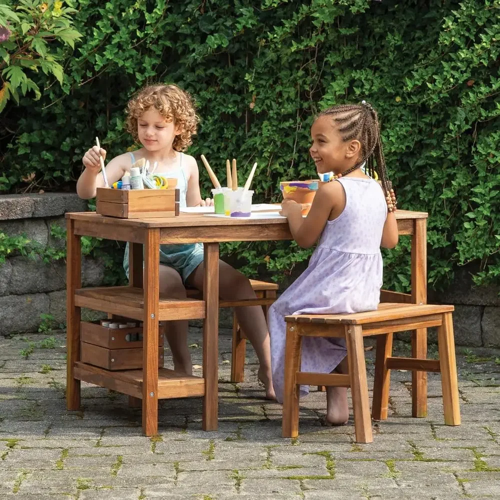 Kids Outdoor Wooden Table - Zestaw mebli ogrodowych dla dzieci: stół