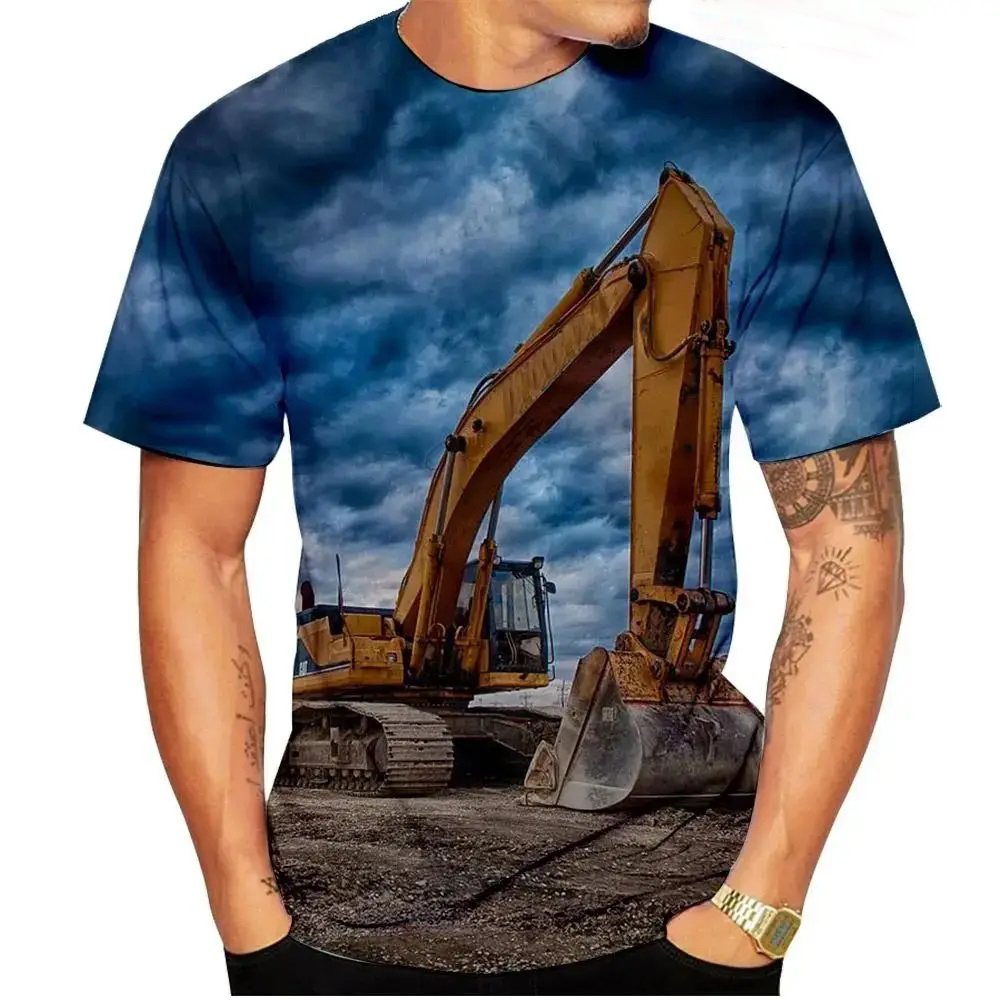 Kids Outdoor Excavator - Koszulka z nadrukiem 3D z wzorem