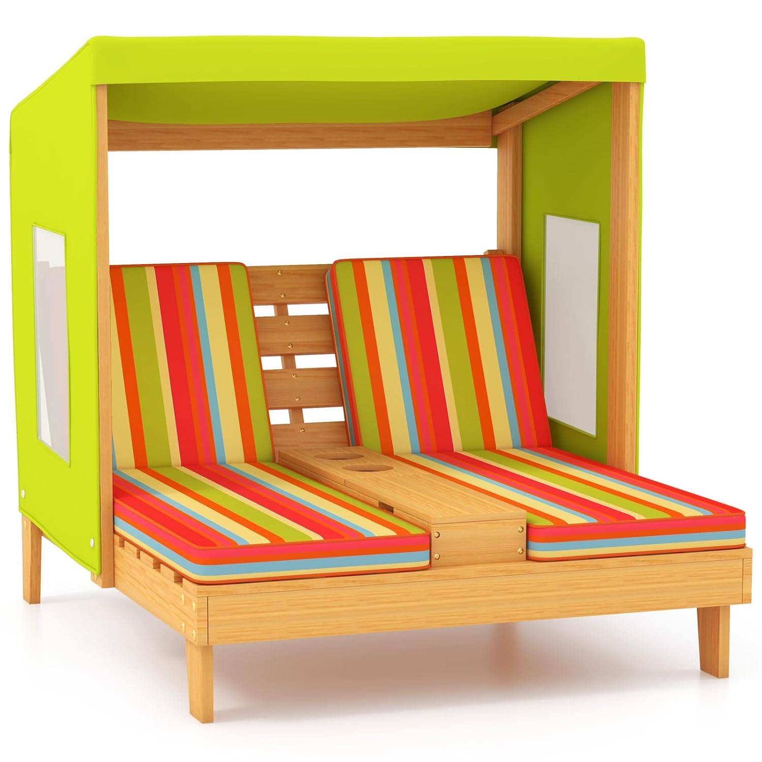 Kids Outdoor Lounge Furniture - Drewniany podwójny leżak dla dzieci z