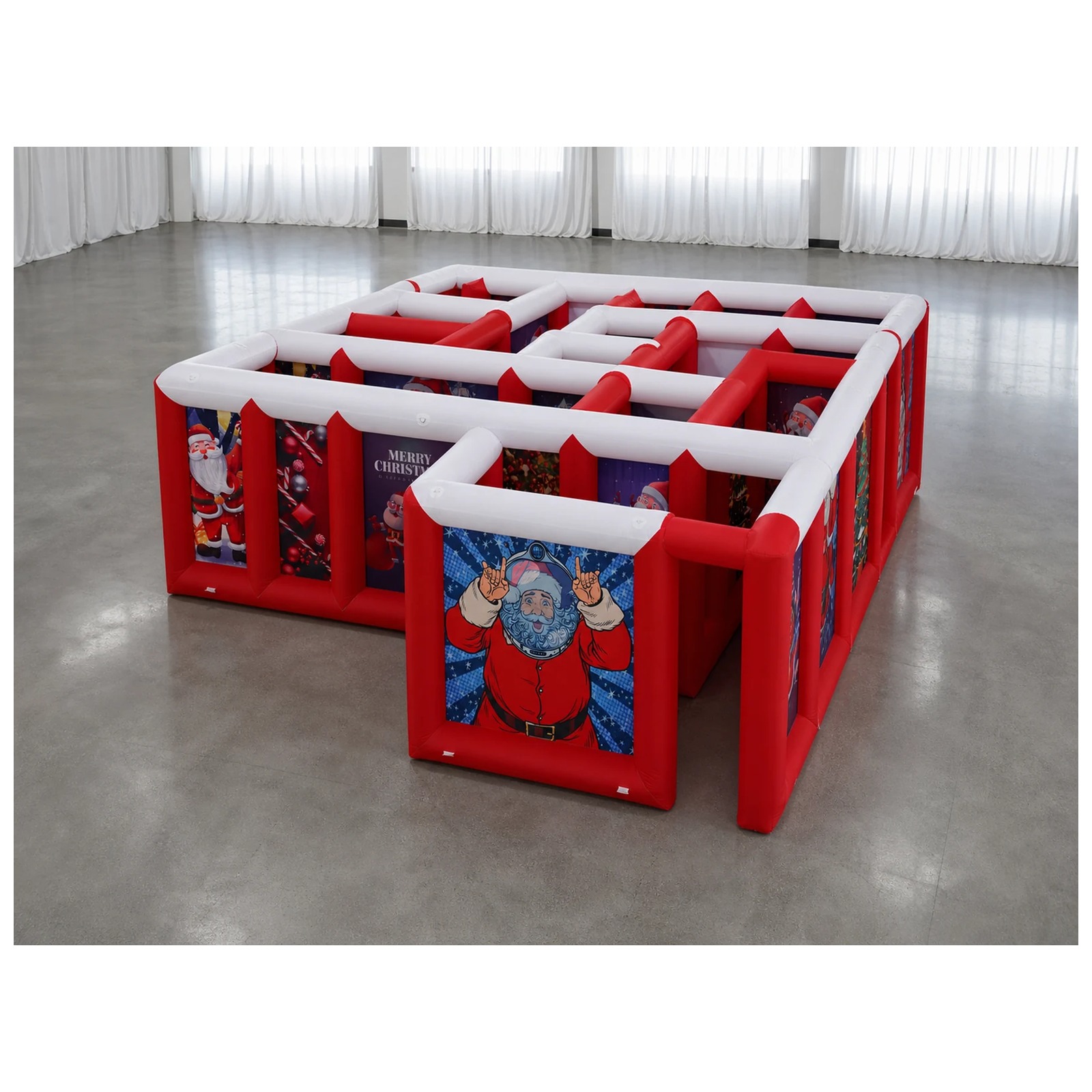 Outdoor Games For Kids - Duży czerwono-biały dmuchany labirynt z płaskim