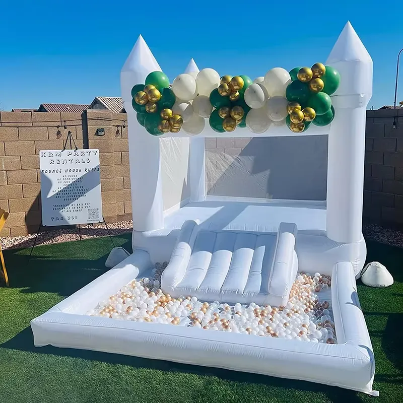 Kids Outdoor Inflatable Water Slide - 20264m Biały dmuchany zamek do skakania