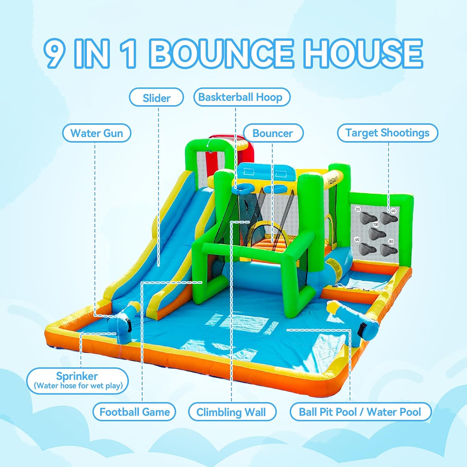 FBSPORT Dmuchany Zamek Wodny z – Kids Outdoor Inflatable Water Slide recenzja i cena