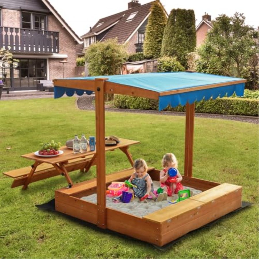 Drewniany piaskownica dla dzie – Kids Outdoor Wooden Table recenzja i cena