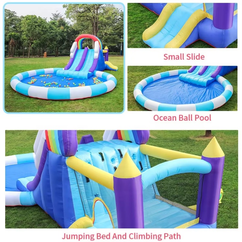 Ogromna tęczowa dmuchana zjeżd – Kids Outdoor Inflatable Water Slide recenzja i cena