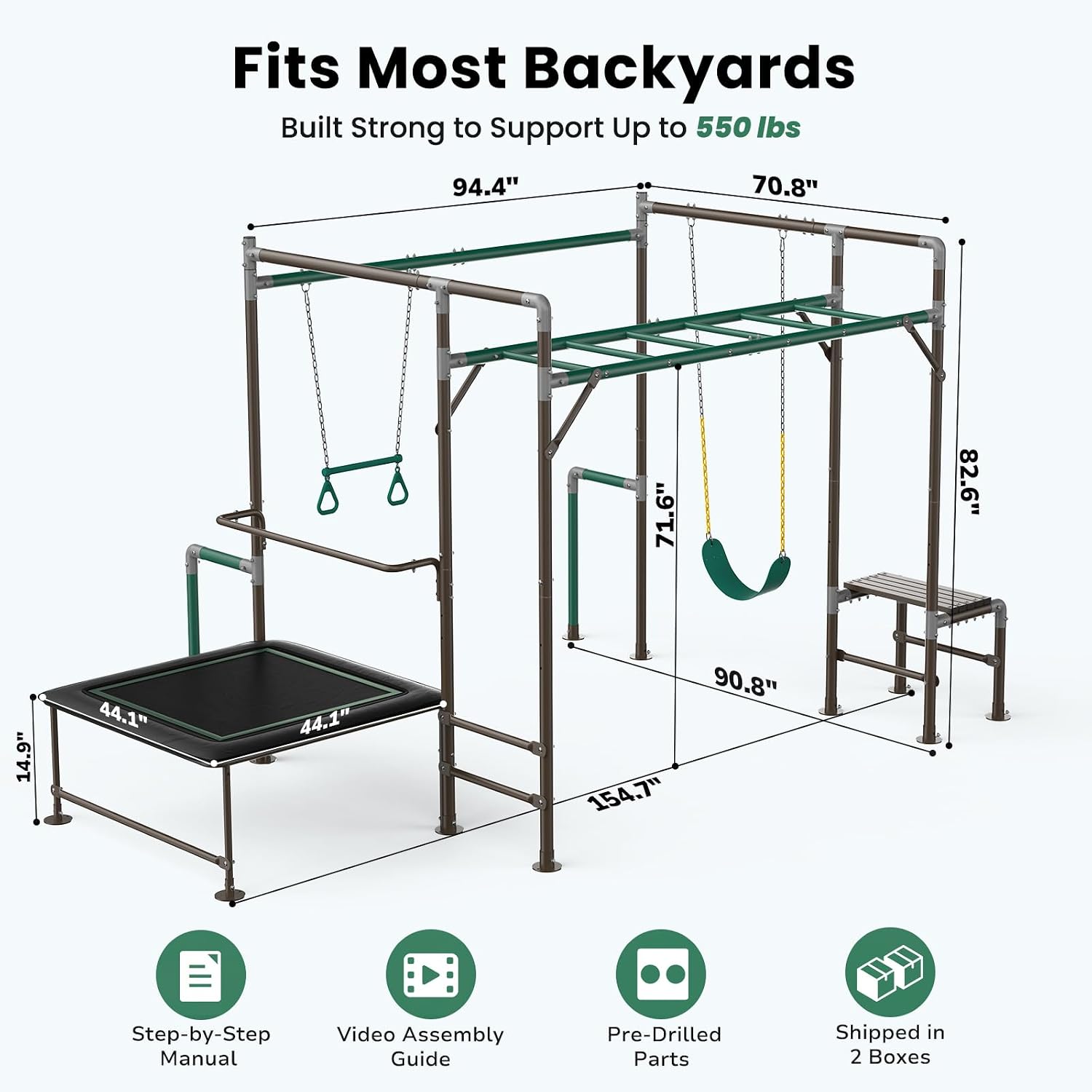 Zewnętrzna plac zabaw z drążka – Kids Outdoor Jungle Gym recenzja i cena