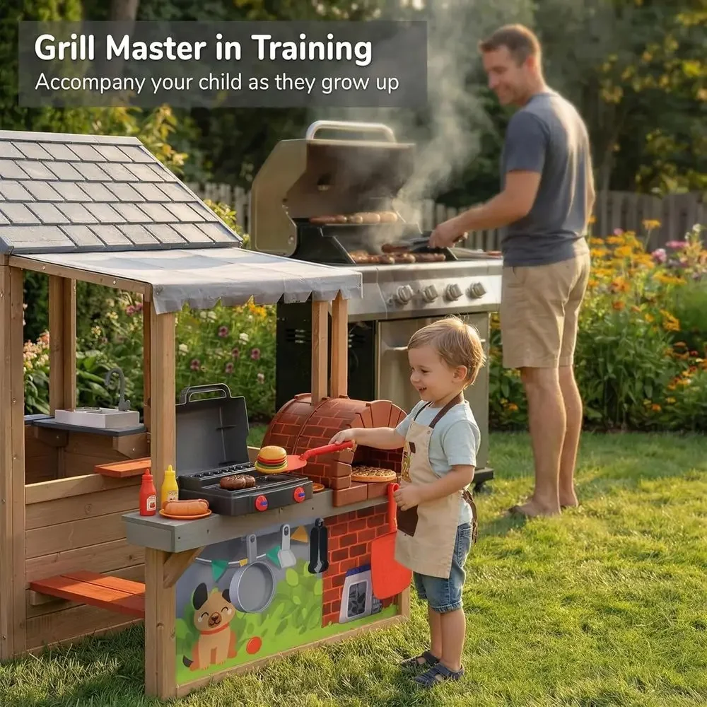 Drewniany domek do zabawy dla  – Kids Outdoor Wooden Table recenzja i cena
