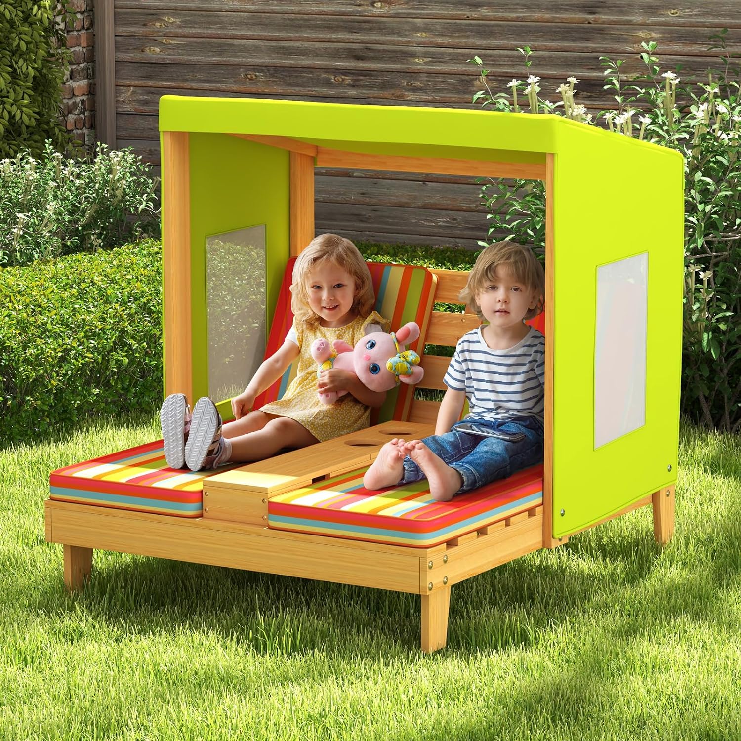 Drewniany podwójny leżak dla d – Kids Outdoor Lounge Furniture recenzja i cena